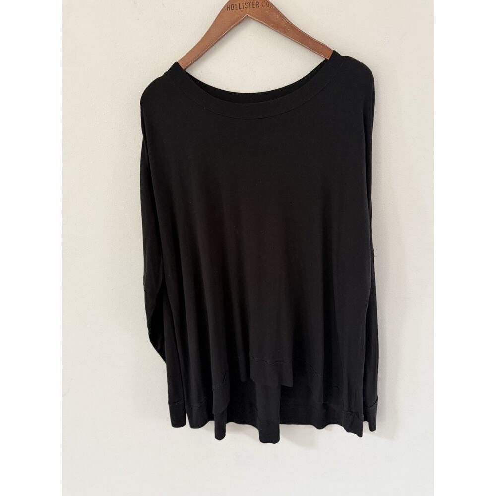 Kelley Renee Women XXL Black Cotton Pullover Lagenlook Top Relaxed Fit Boho